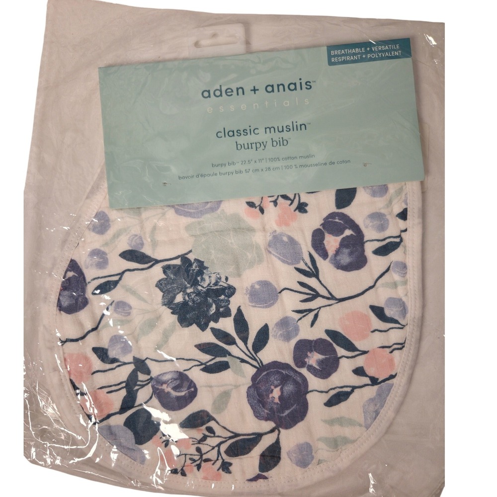 Aden + Anais Essentials Classic Muslin Burpy Bib Floral Cotton Burp Cloth NIP